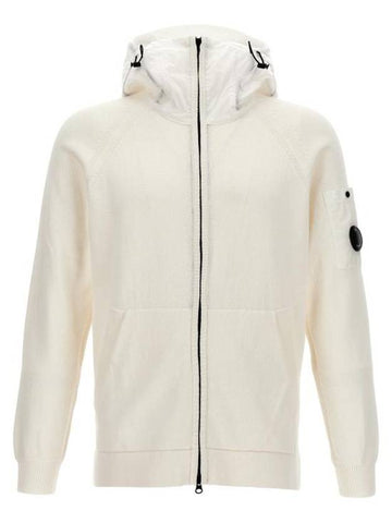 Cotton Mixed Knit Hooded Jacket White - CP COMPANY - BALAAN 1