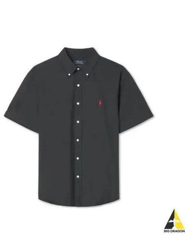 Custom fit short sleeve poplin shirt black - POLO RALPH LAUREN - BALAAN 1