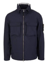 Men's Soft Shell Pocket Zip-Up Jacket Navy - STONE ISLAND - BALAAN.