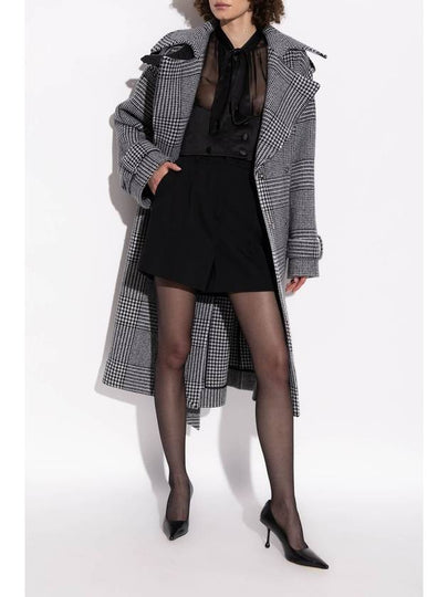 Dolce & Gabbana Coat With Check Pattern, Women's, Black - DOLCE&GABBANA - BALAAN 2