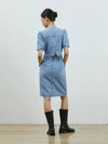 Denim back slit mini dress blue - RYUL+WAI: - BALAAN 4