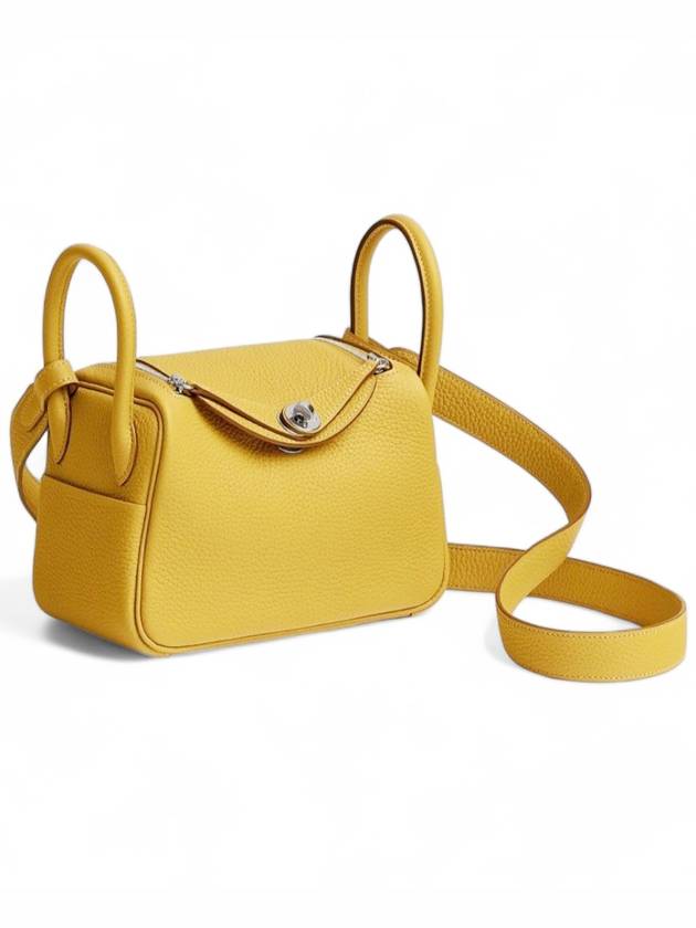 Mini Lindy Bag Yellow Clemence Silver Medal - HERMES - BALAAN 3