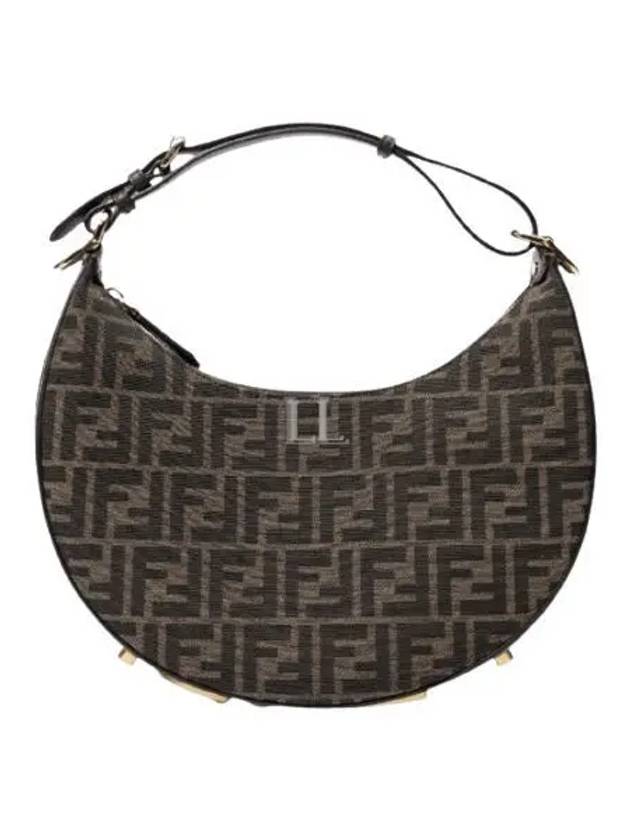 Fendigraphy FF Logo Small Fabric Hobo Shoulder Bag Brown - FENDI - BALAAN 2