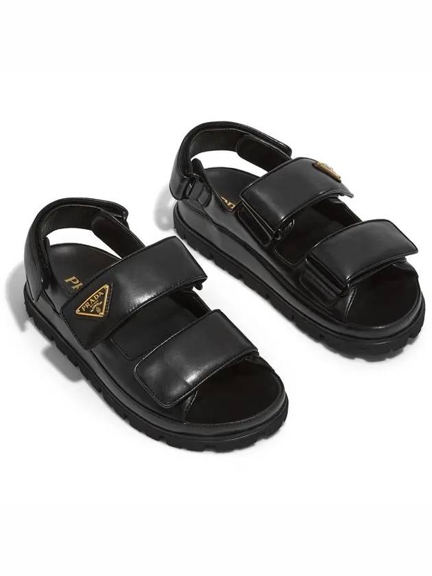 Flat Nappa Leather Sandals Black - PRADA - BALAAN 6