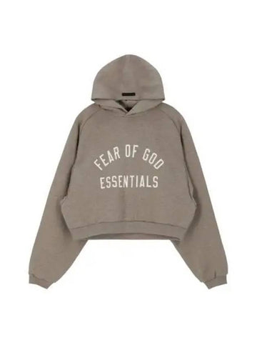 FEAR OF GOD ESSENTIALS Essential Fleece Crop Hoodie Heather Gray - FEAR OF GOD ESSENTIALS - BALAAN 1