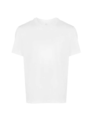 Embroidered Logo Cotton Short Sleeve T-Shirt White - AMI - BALAAN 1