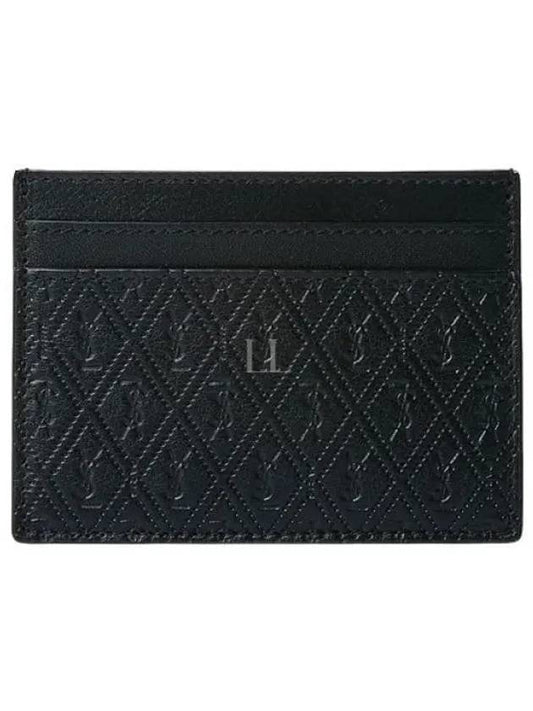 Monogram Pineapple Print Card Wallet Black - SAINT LAURENT - BALAAN 2