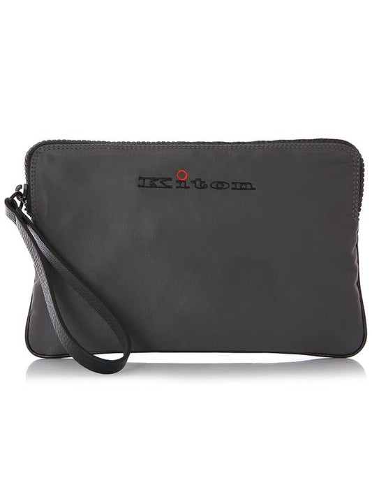 UBA0027 N0080804 GRAY Logo Leather Gray iPad Clutch - KITON - BALAAN 2