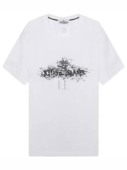 Institutional Two Print Short Sleeve T-Shirt White - STONE ISLAND - BALAAN 2