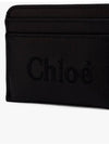 Sense Embroidered Logo Calfskin Card Wallet Black - CHLOE - BALAAN 5