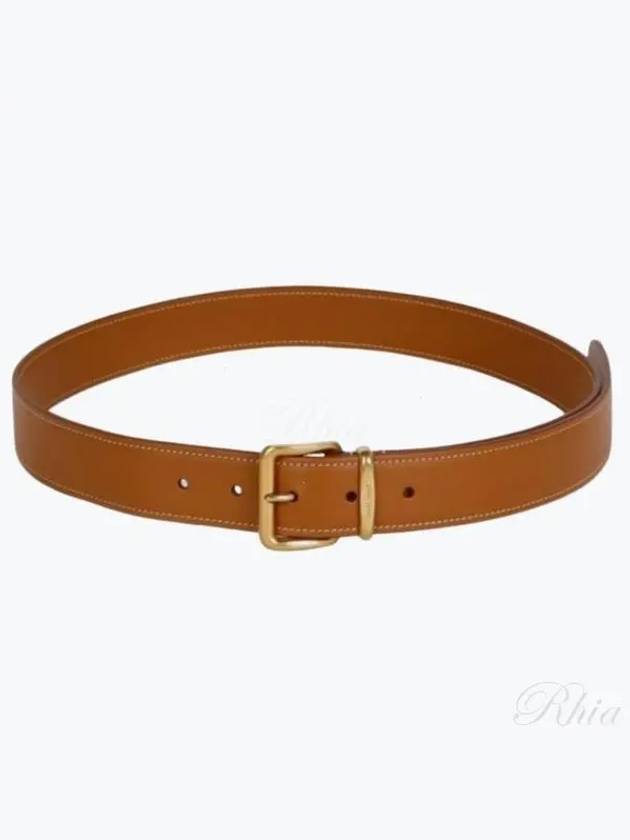 Metal Buckle Logo Leather Belt Brown - MIU MIU - BALAAN 2