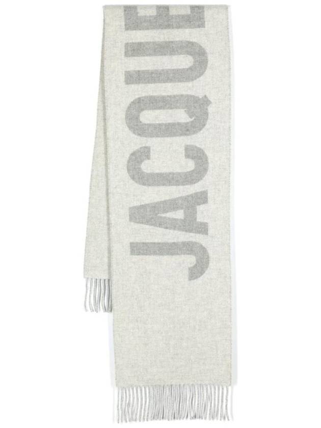 Lecharpe Fringe Logo Virgin Wool Muffler Grey - JACQUEMUS - BALAAN 1