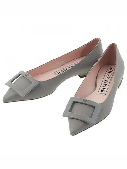 Gommettine Lacquered Buckle Soft Leather Ballerinas Grey - ROGER VIVIER - BALAAN 2