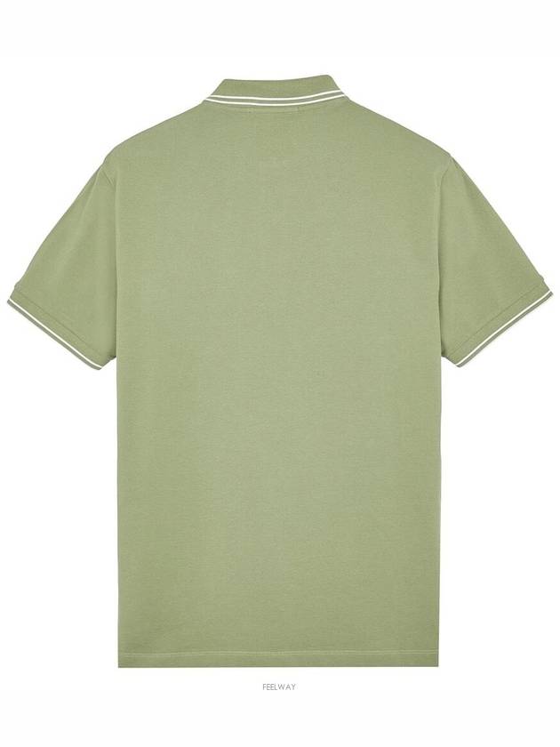 Men's Logo Patch Lining Short Sleeve Polo Shirt Sage Green - STONE ISLAND - BALAAN 3