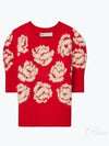 Rose Embroidered Sweater Knit Top Red - TORY BURCH - BALAAN 2