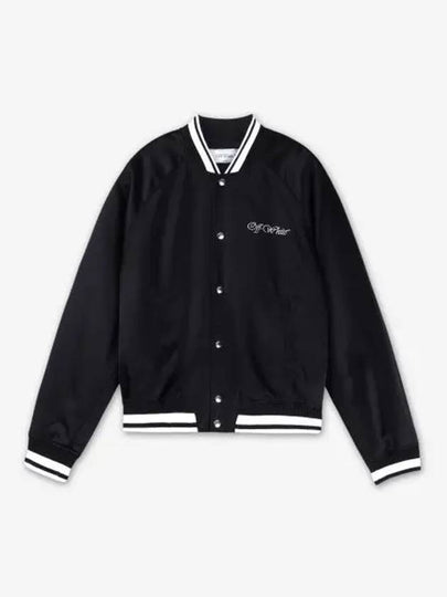 College Straight Hem Bomber Jacket Black - OFF WHITE - BALAAN 2