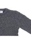 Merino Crisscross Cable Stitch Crewneck Knit Top Grey - THOM BROWNE - BALAAN 5