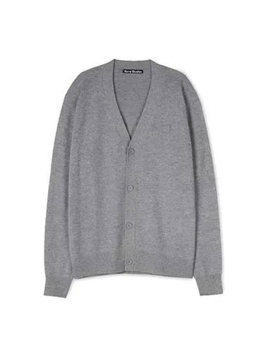 Cardigan Face Patch Wool Gray Beige - ACNE STUDIOS - BALAAN 1