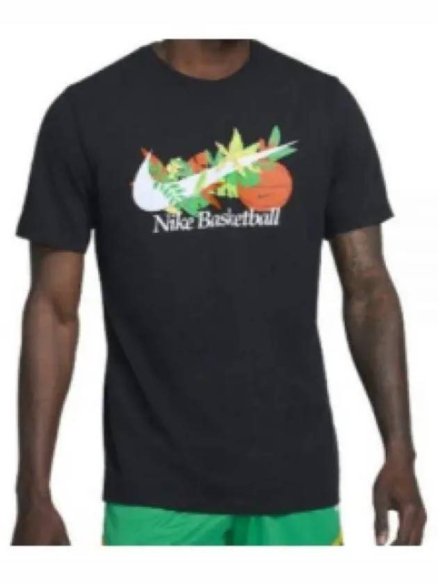 Men's Dry Fit Basketball Graphic Print Short Sleeves T-Shirt Black - NIKE - BALAAN 2