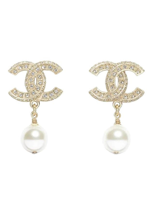 CC Metal Logo Pearl Earrings Gold - CHANEL - BALAAN 1