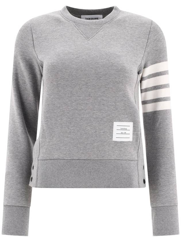 Engineered 4 Bar Stripe Loopback Jersey Knit Crewneck Sweatshirt Light Grey - THOM BROWNE - BALAAN 6