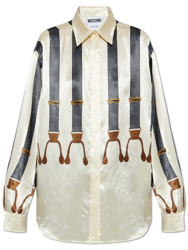 Moschino Striped Pattern Shirt, Women's, Cream - MOSCHINO - BALAAN 1