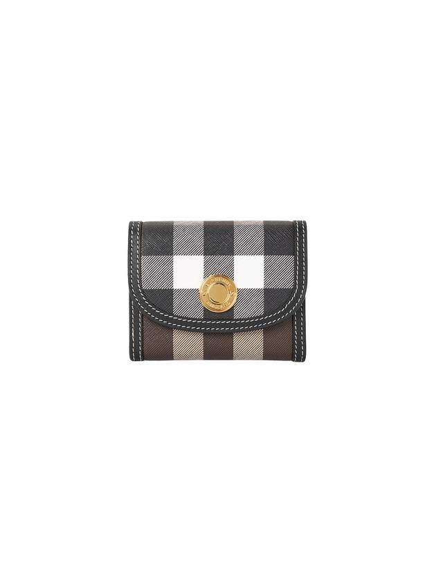 Check Print Leather Half Wallet Brown - BURBERRY - BALAAN 2