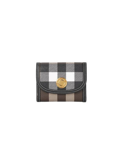 Check Print Leather Half Wallet Brown - BURBERRY - BALAAN 2