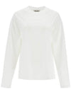 Logo Embroidered Cotton Long Sleeve T-shirt White - MIU MIU - BALAAN 2