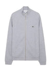 Zippered Stand Up Collar Pique Fleece Track Jacket Grey - LACOSTE - BALAAN 2