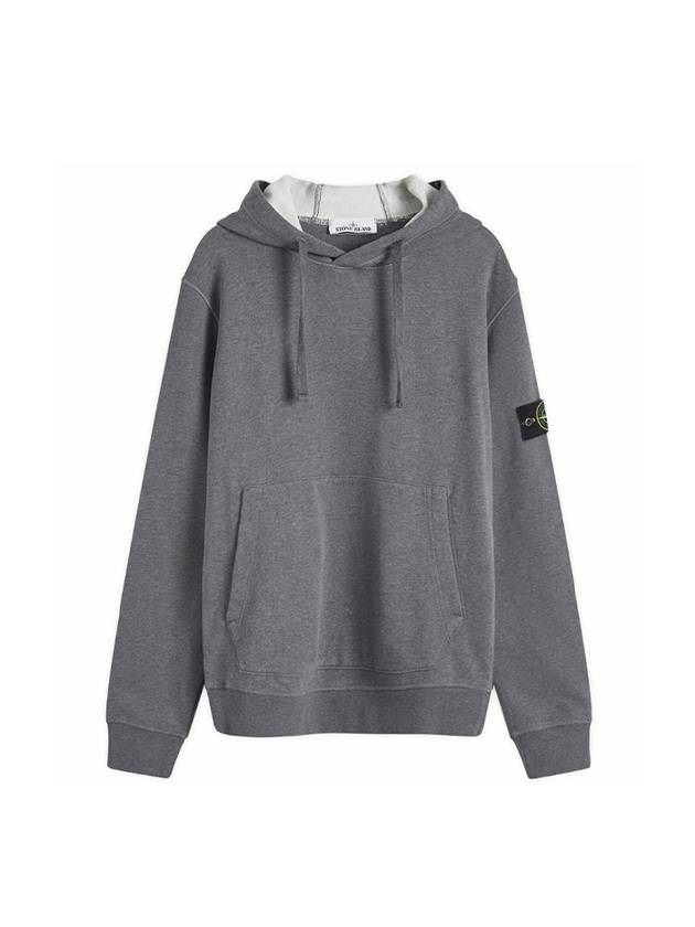 Cotton Fleece Garment Dyed Hoodie Dark Grey Melange - STONE ISLAND - BALAAN 2