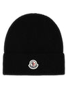 Logo Cotton Beanie Black - MONCLER - BALAAN 1