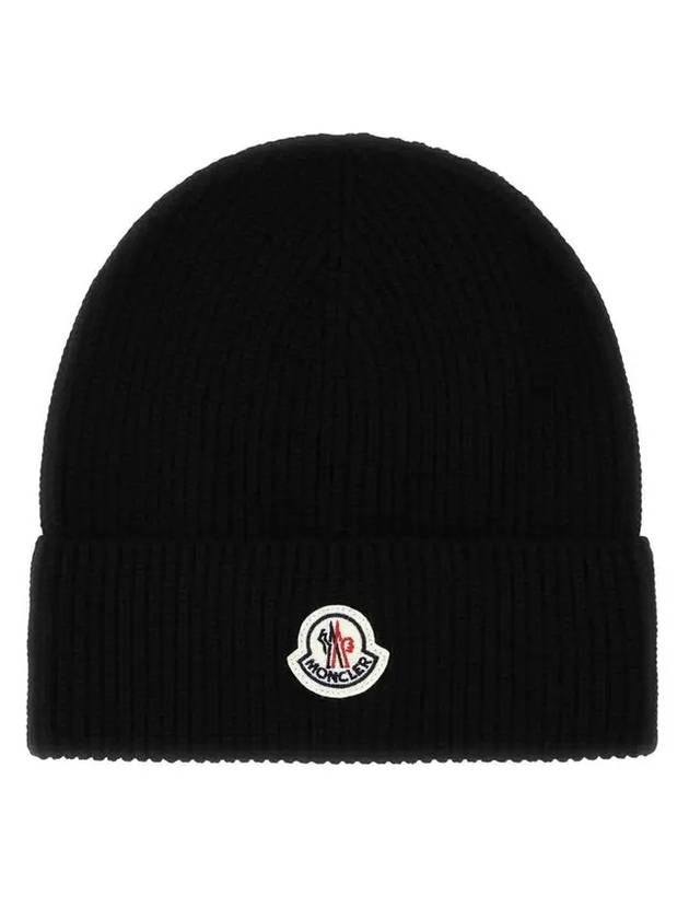 Logo Cotton Beanie Black - MONCLER - BALAAN 1