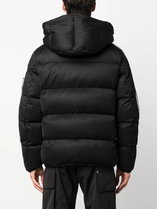 Sanbesan logo patch nylon lacquer band hooded short down jacket black men s padding 1A00237 899RX 999 - MONCLER - BALAAN 4