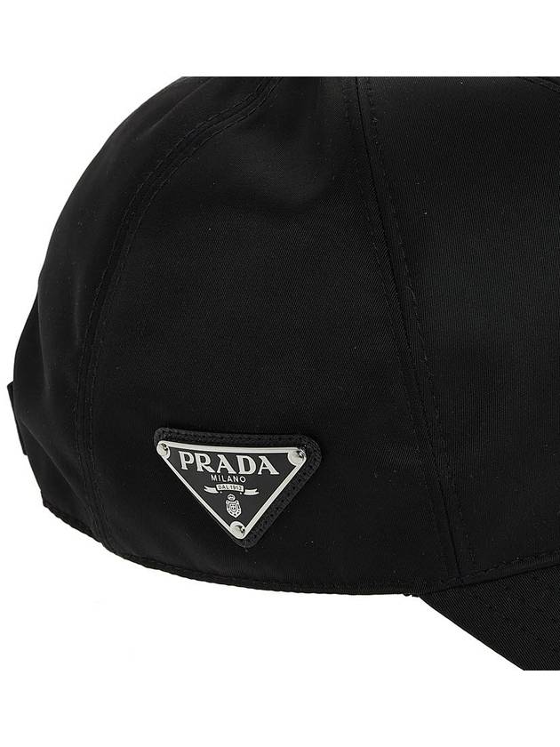 Triangle Logo Re Nylon Ball Cap Black - PRADA - BALAAN 9