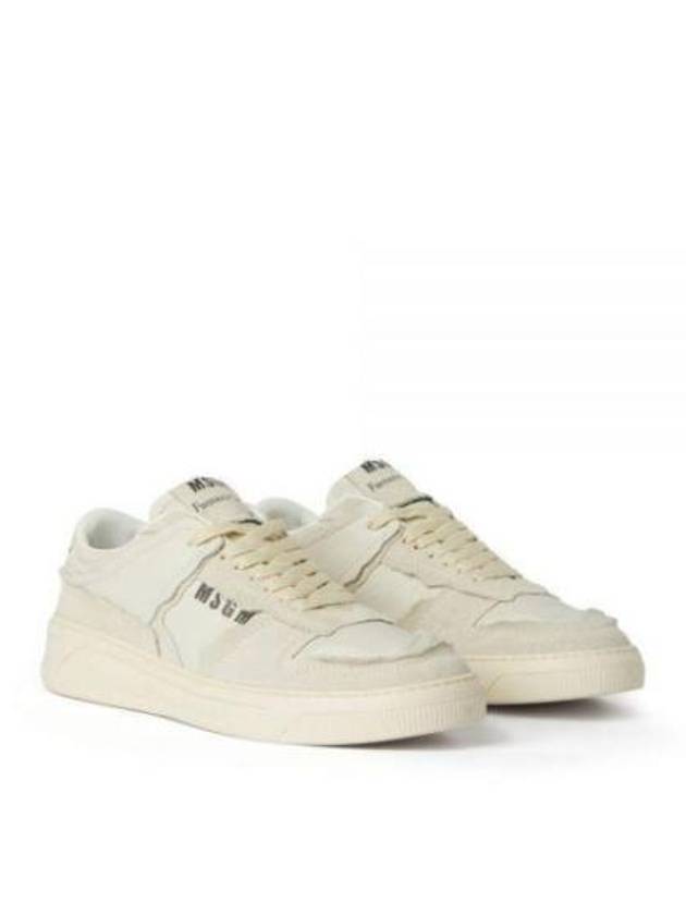 FG-1 Logo Leather Low Top Sneakers White - MSGM - BALAAN 2