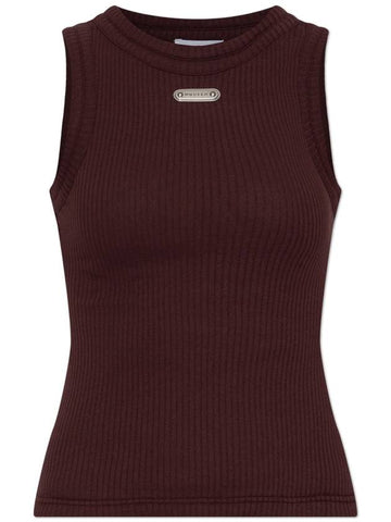 Alexander McQueen Top With Logo, Women's, Burgundy - ALEXANDER MCQUEEN - BALAAN 1