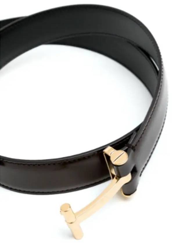 Logo Buckle Leather Belt Brown - TOM FORD - BALAAN 3