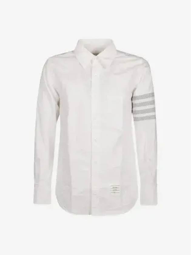 4 Bar Stripe Long Sleeve Shirt White - THOM BROWNE - BALAAN 2