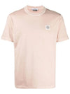 Logo Patch Chest Short Sleeve T-Shirt Peach Pink - STONE ISLAND - BALAAN 2