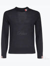 Intarsia Stitch Crew Neck Merino Wool Knit Top Navy - THOM BROWNE - BALAAN 2