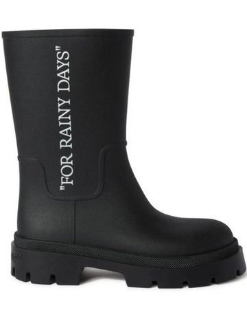 slogan print rain boots black - OFF WHITE - BALAAN 1