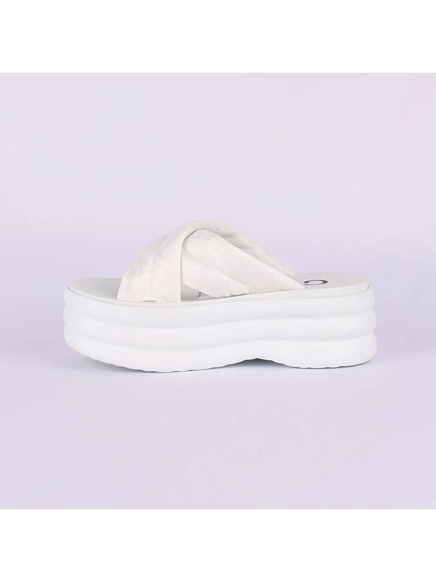 GG Platform Padded Nylon Slide Sandals White - GUCCI - BALAAN 4