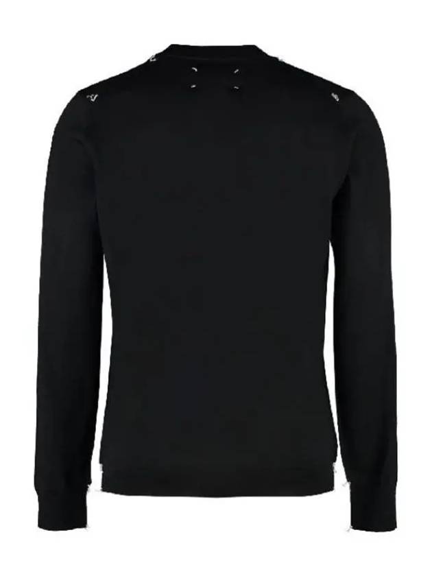 Back Stitch Crew Neck Wool Knit Top Black - MAISON MARGIELA - BALAAN 3