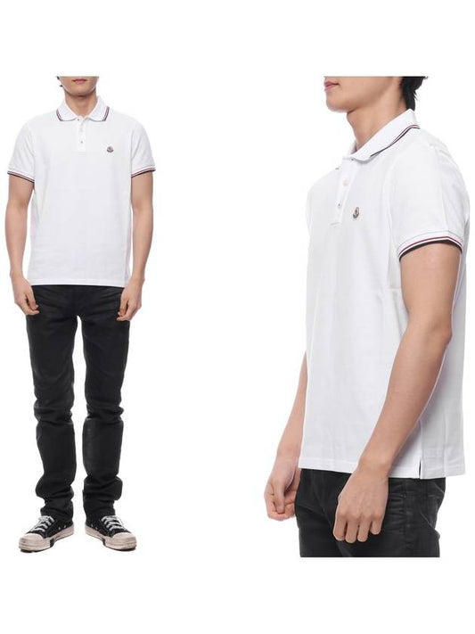 Logo Patch Short Sleeve Polo Optical White - MONCLER - BALAAN 2