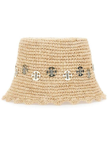 'Autres' Beige Hat With Metallic Embellishments In Raphia Woman - PACO RABANNE - BALAAN 1