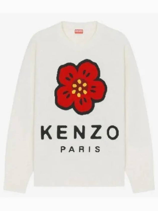 Men's Boke Flower Merino Wool Knit Top White - KENZO - BALAAN 2