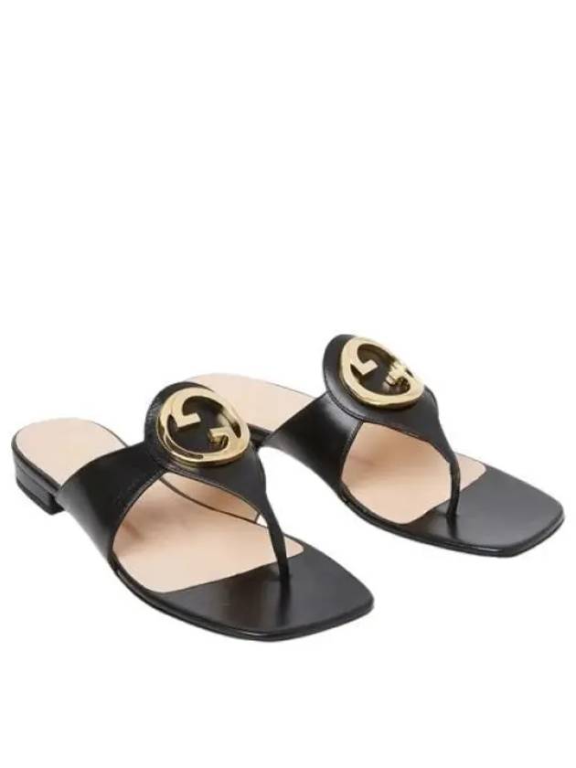 Blondie T Strap Leather Sandals Black - GUCCI - BALAAN 2