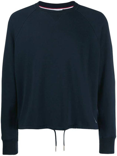 Men's Waist Drawstring Crew Neck Sweatshirt Navy - THOM BROWNE - BALAAN 1