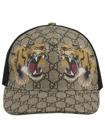 Tigers Print GG Supreme Baseball Hat Beige Ebony - GUCCI - BALAAN 1